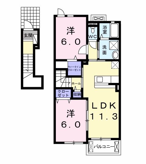 北群馬郡吉岡町大字北下のアパートの間取り