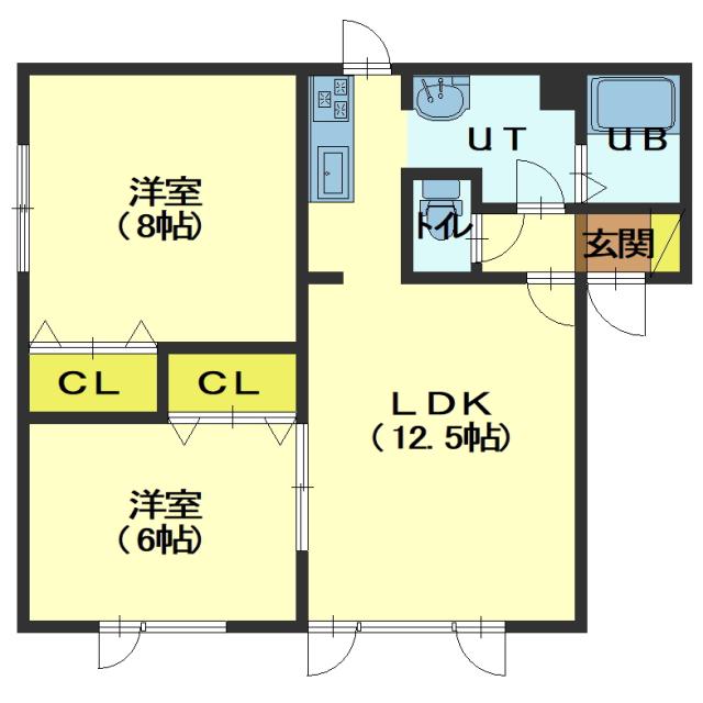 北斗市追分のアパートの間取り