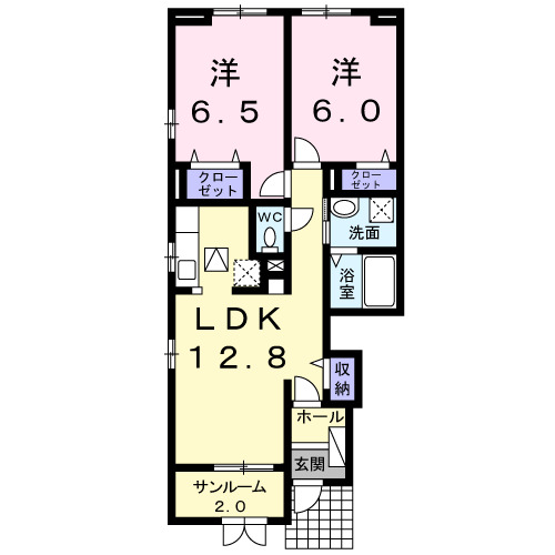 西伯郡南部町阿賀のアパートの間取り