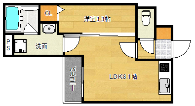 広島市西区高須のアパートの間取り