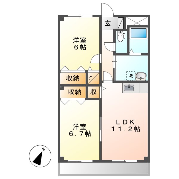 倉敷市笹沖のマンションの間取り