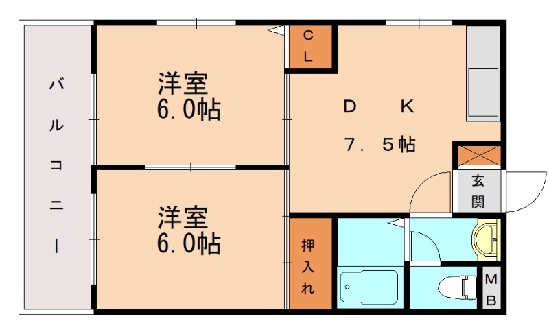 福岡市東区和白のマンションの間取り