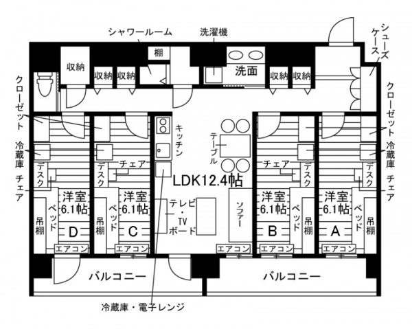 学生会館 ロイヤル周船寺南の間取り