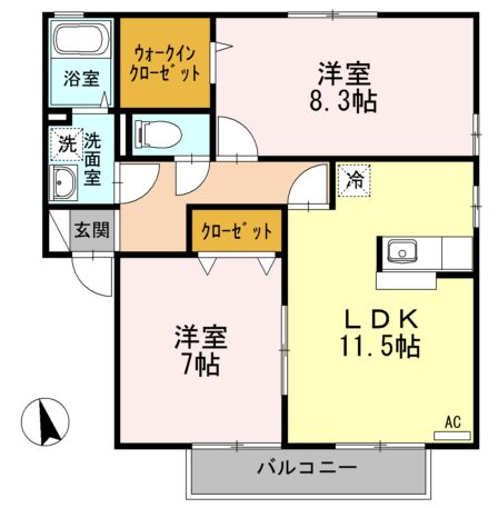 【福山市御幸町大字森脇のアパートの間取り】