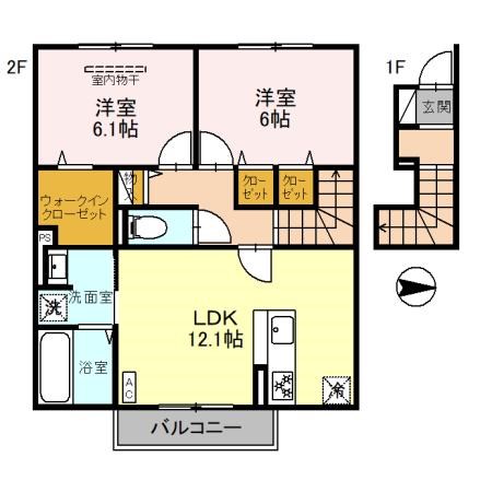 神戸市灘区赤坂通のアパートの間取り