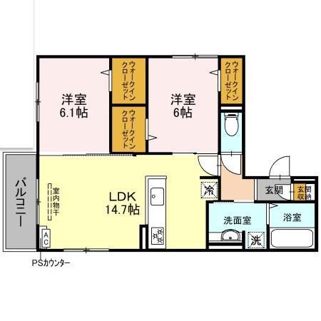 長岡京市開田のアパートの間取り