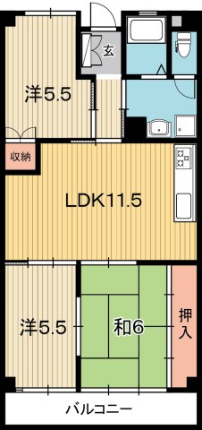 高知市高須新町のマンションの間取り