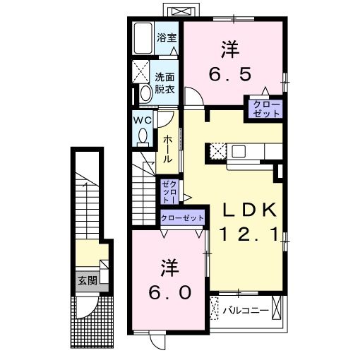 栃木市大宮町のアパートの間取り