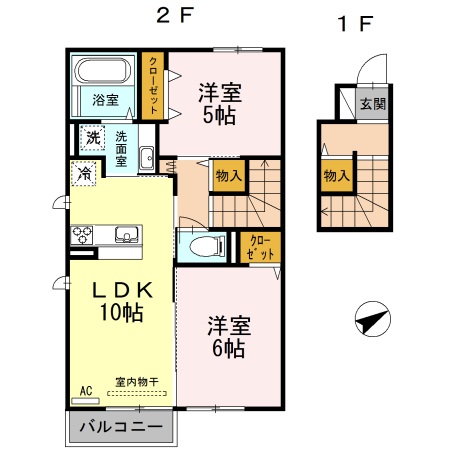 倉敷市二日市のアパートの間取り