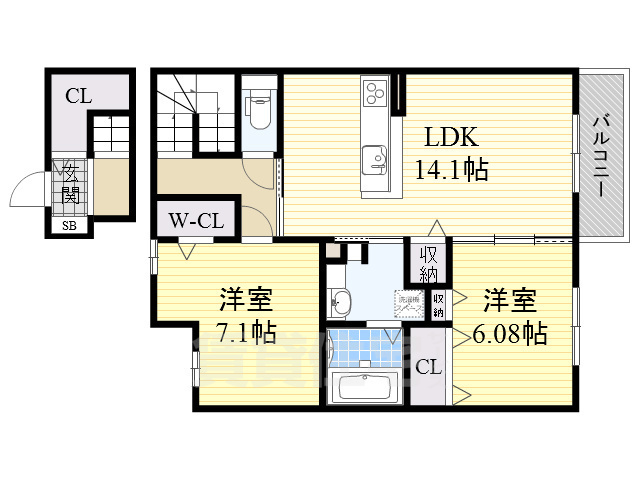 茨木市蔵垣内のアパートの間取り