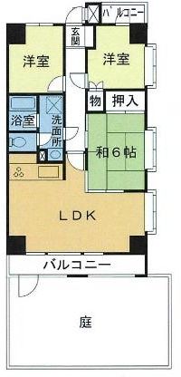 ＪＲ埼京線 武蔵浦和駅 徒歩10分 6階建 築39年の間取り写真