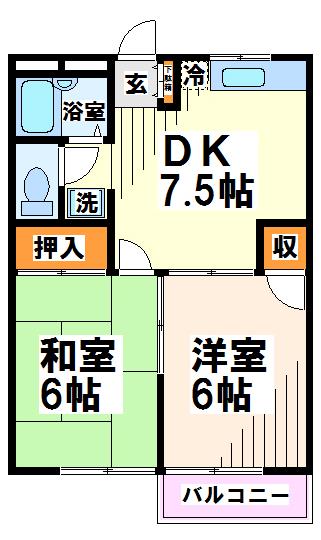 府中市四谷のアパートの間取り