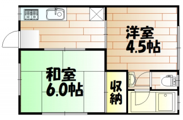 岡山市中区平井のアパートの間取り