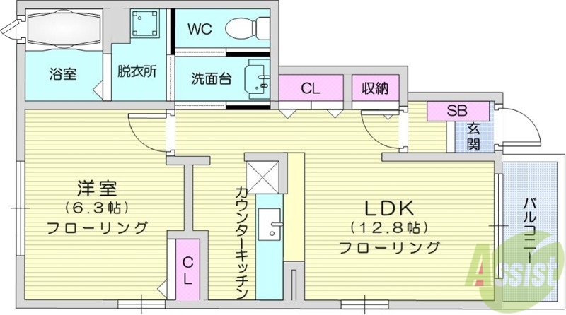 岩沼市恵み野のアパートの間取り