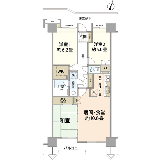 仙台市青葉区上杉のマンションの間取り