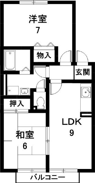 長久手市富士浦のアパートの間取り