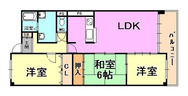 芦屋市打出小槌町のマンションの間取り