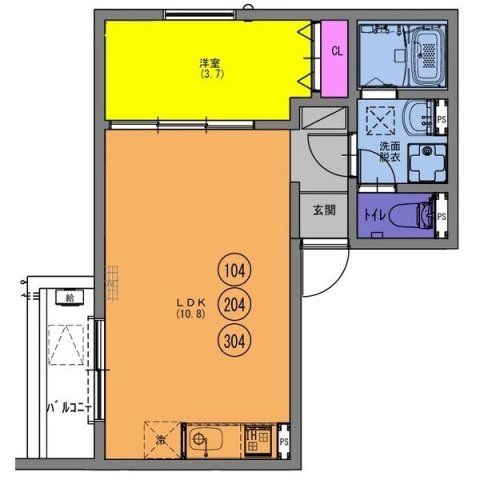 【柏原市田辺のアパートの間取り】