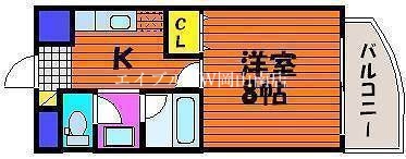 【岡山市北区大供表町のマンションの間取り】