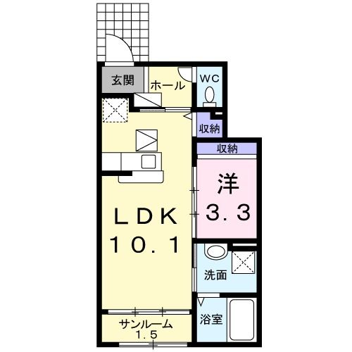 八戸市大字市川町のアパートの間取り