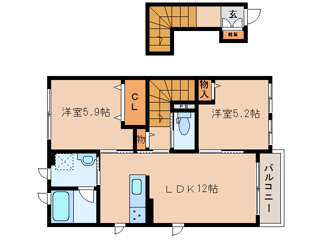 大和高田市大字有井のアパートの間取り