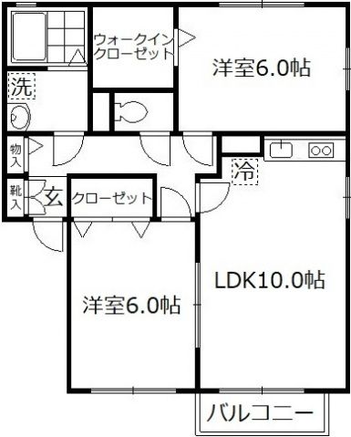 鶴ヶ島市大字脚折のアパートの間取り