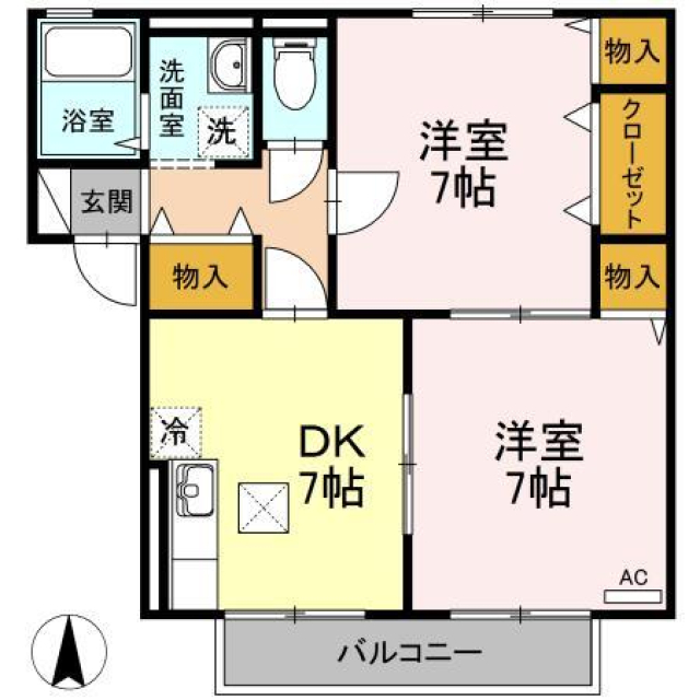 松山市西長戸町のアパートの間取り