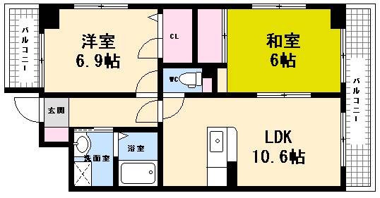 広島市西区観音町のマンションの間取り