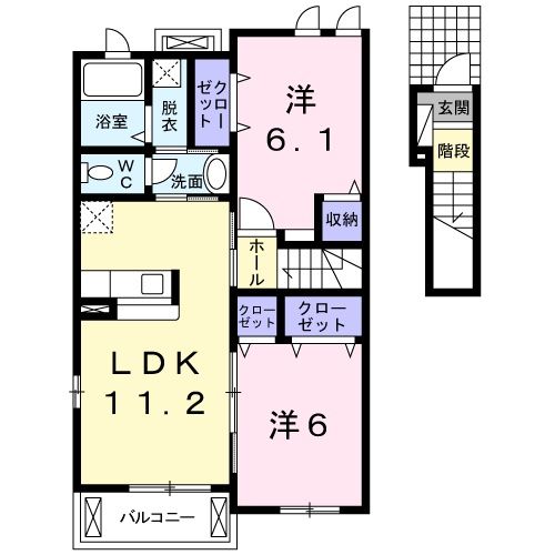 桜川市岩瀬のアパートの間取り