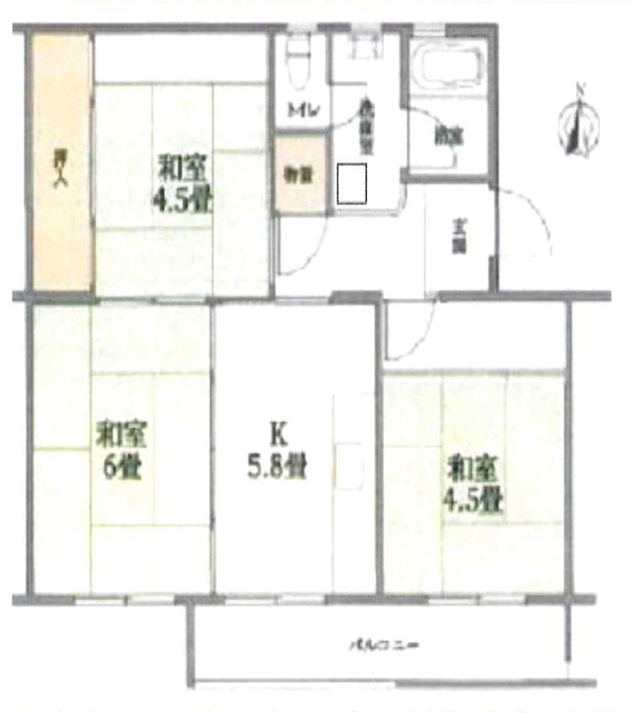 箕面市粟生間谷西のマンションの間取り