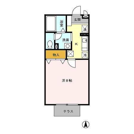 熊本市中央区帯山のアパートの間取り