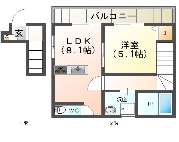 高木町新築アパートの間取り