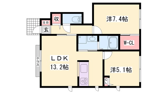 ブランシェ垣内南　Aの間取り