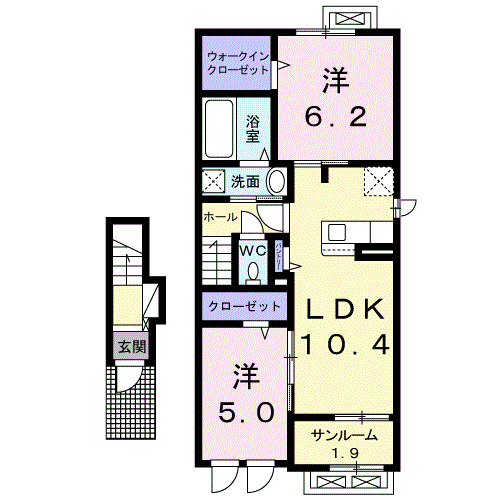 高岡市内免のアパートの間取り