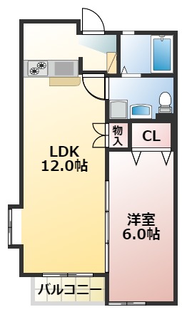 熊本市中央区水前寺のマンションの間取り