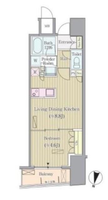 東京都新宿区市谷本村町（マンション）の賃貸物件の間取り