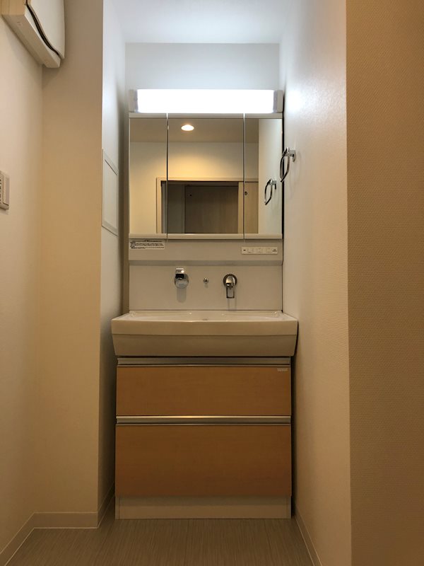 洗面設備　シャワー付洗面化粧台です。