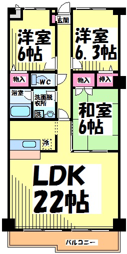京王線 調布駅 徒歩10分 6階建 築31年の間取り写真