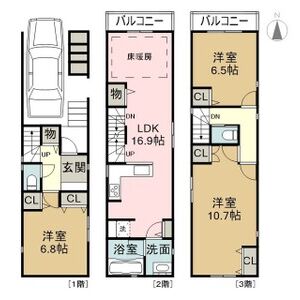 名鉄名古屋本線 堀田駅 徒歩14分 3階建 築6年の間取り写真
