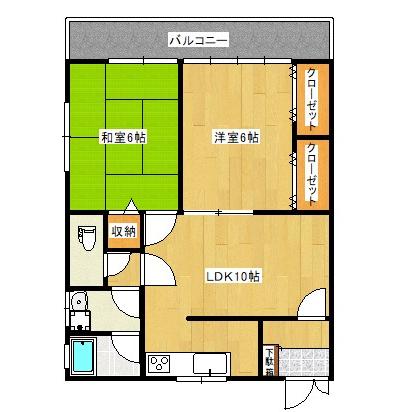 下関市小月駅前のアパートの間取り