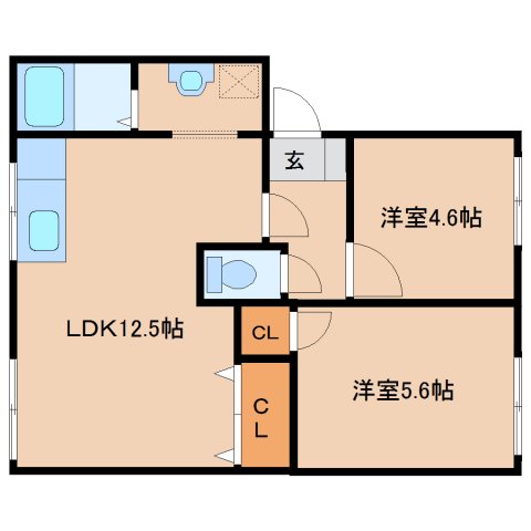 橿原市栄和町のアパートの間取り