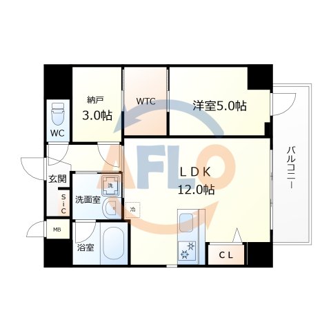 【大阪市天王寺区上汐のマンションの間取り】