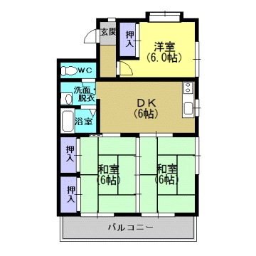 桜松ハイツB棟の間取り