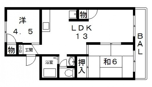 八尾市高美町のアパートの間取り