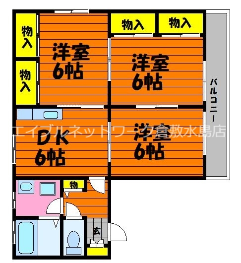 倉敷市玉島中央町のアパートの間取り