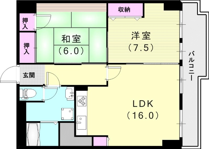 神戸市灘区高尾通のマンションの間取り