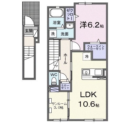 【柴田郡大河原町金ケ瀬のアパートの間取り】