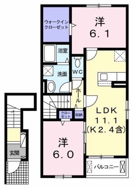 青梅市畑中のアパートの間取り