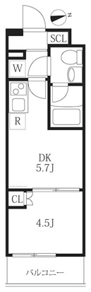 新宿区山吹町のマンションの間取り