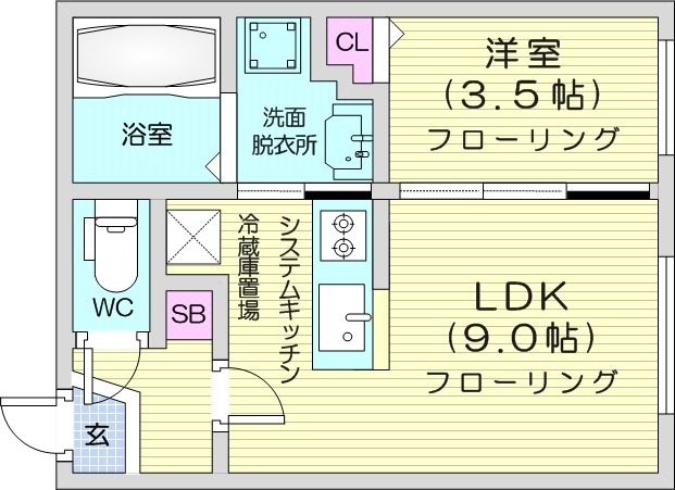 札幌市手稲区前田二条のマンションの間取り